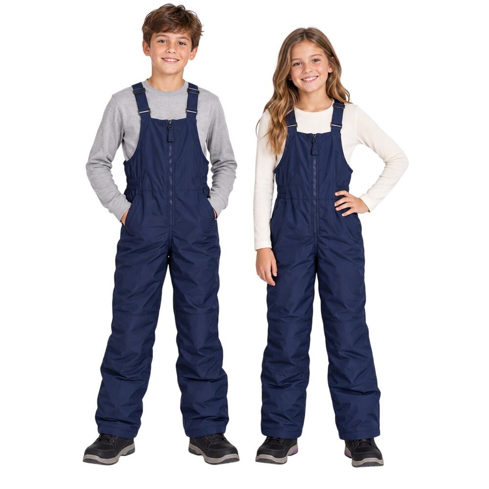Lands’ End Large 10-12 Insulated Snow Bib Overalls Navy Blue Ski Pants